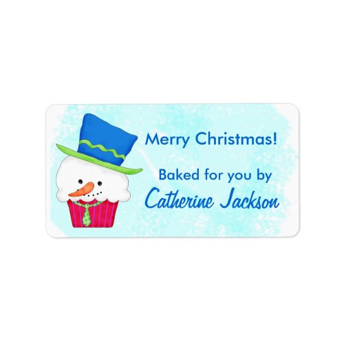 Christmas Snowman Cupcake Food Gift Sticker