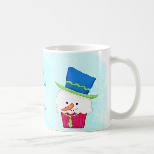 Christmas Snowman Cupcake Name Personalized Coffee Mug