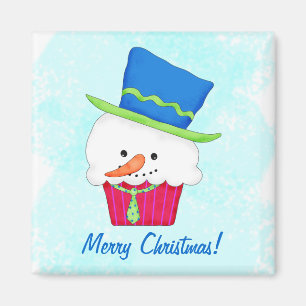 Christmas Snowman Cupcake Name Personalized Magnet