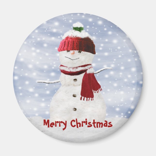 Christmas Snowman Customizable Magnet (Front)