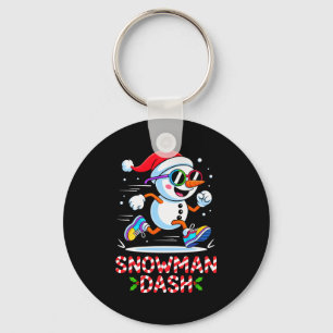 Christmas Snowman Dash Running Runner Marathon Tea Keychain