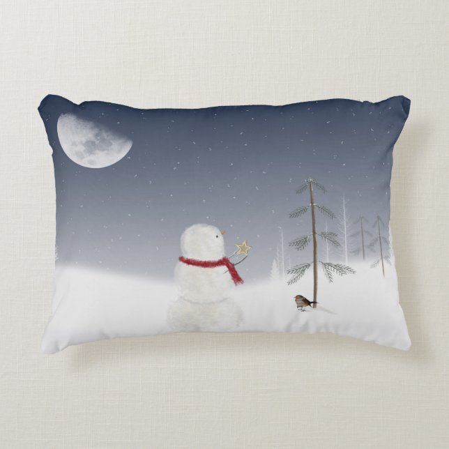 Christmas Snowman Decorative Pillow (Front)