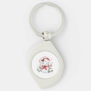 "Christmas Snowman Delight Metal Keychain