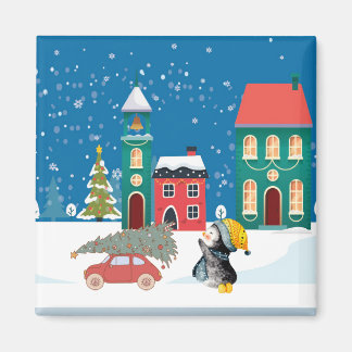 Christmas Snowman Design Magnet
