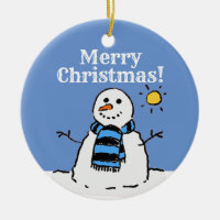 Christmas Snowman Design with Merry Christmas Cera Ceramic Ornament