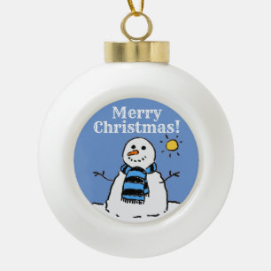 Christmas Snowman Design with Merry Christmas Ceramic Ball Christmas Ornament