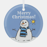 Christmas Snowman Design with Merry Christmas Glass Ornament