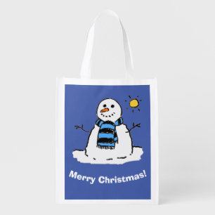Christmas Snowman Design with Merry Christmas Grocery Bag