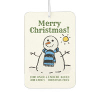 Christmas Snowman Design with Personal Greeting Air Freshener