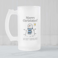 Christmas Snowman Design with Personal Greeting Frosted Glass Beer Mug