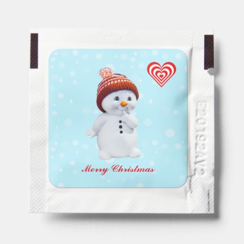 Christmas snowman  editable business heart logo hand sanitizer packet