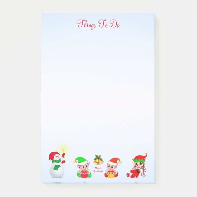 Christmas Snowman & Elves Things To Do Post-it Not Notes (Front)