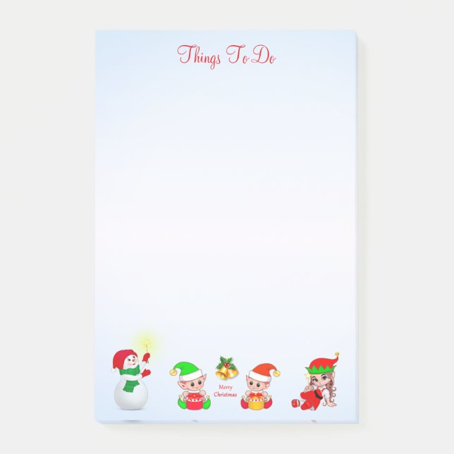 Christmas Snowman & Elves Things To Do Post-it Not Post-it Notes (Front)