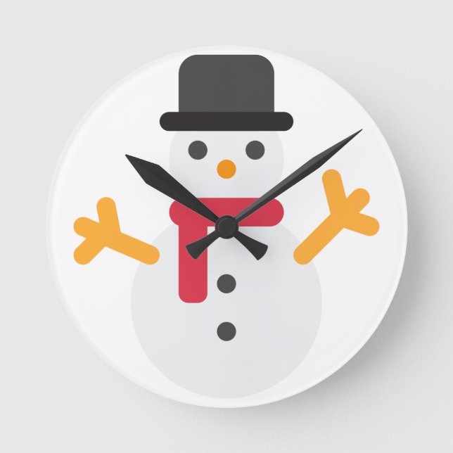 christmas snowman emoji round clock (Front)