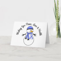 Christmas Snowman Esophageal Cancer Ribbon Holiday Card