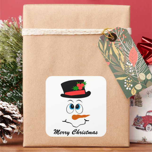 Christmas snowman face add message sticker (Holiday)