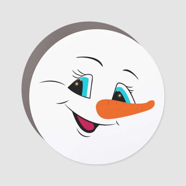 Christmas Snowman Face Personalized Cute Holiday Car Magnet (Front)