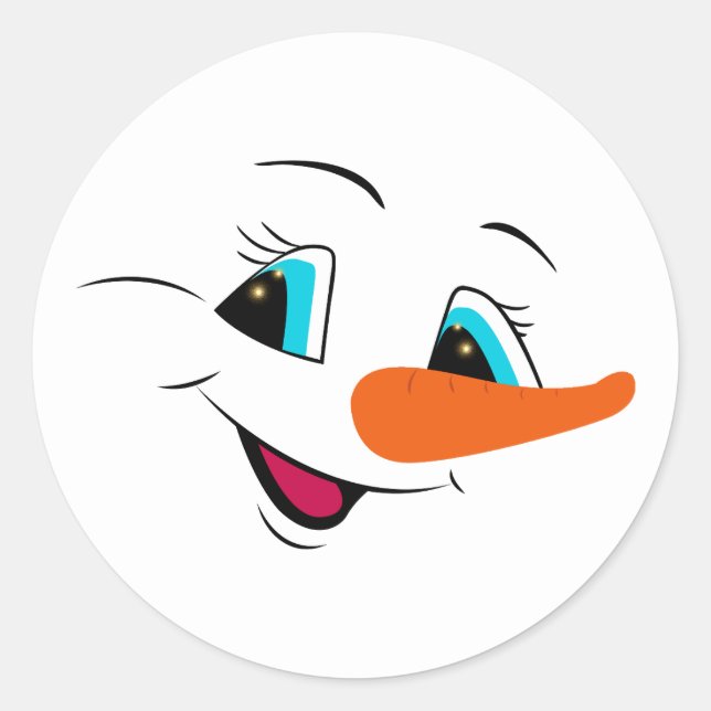 Christmas Snowman Face Personalized Cute Holiday Classic Round Sticker (Front)