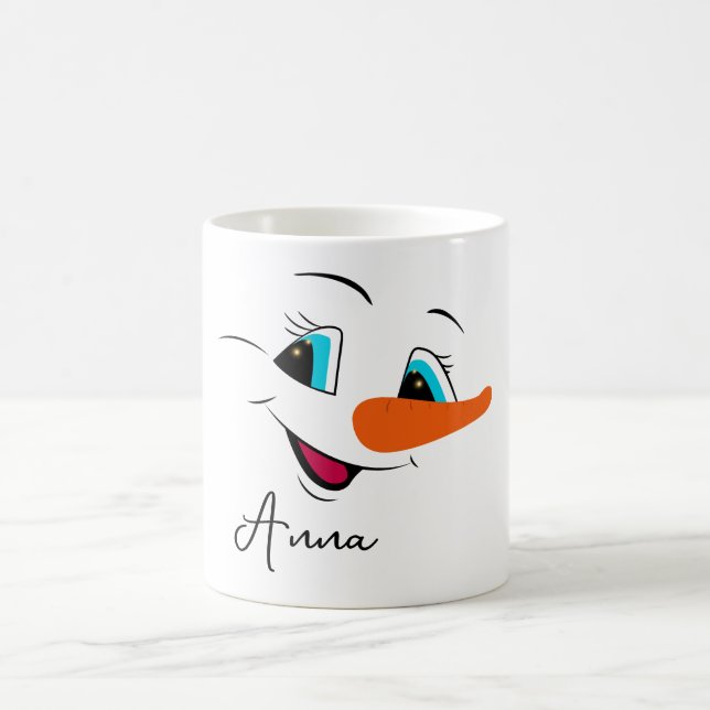 Christmas Snowman Face Personalized Name Holiday  Coffee Mug (Center)