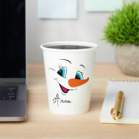 Christmas Blue & White Snowman Design Disposable Hot And Cold Beverage  Paper Cups