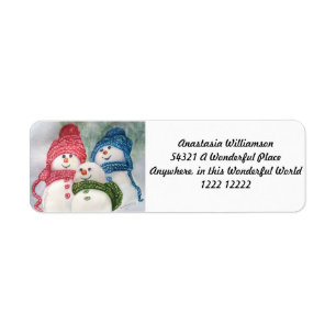 CHRISTMAS SNOWMAN FAMILY LABEL