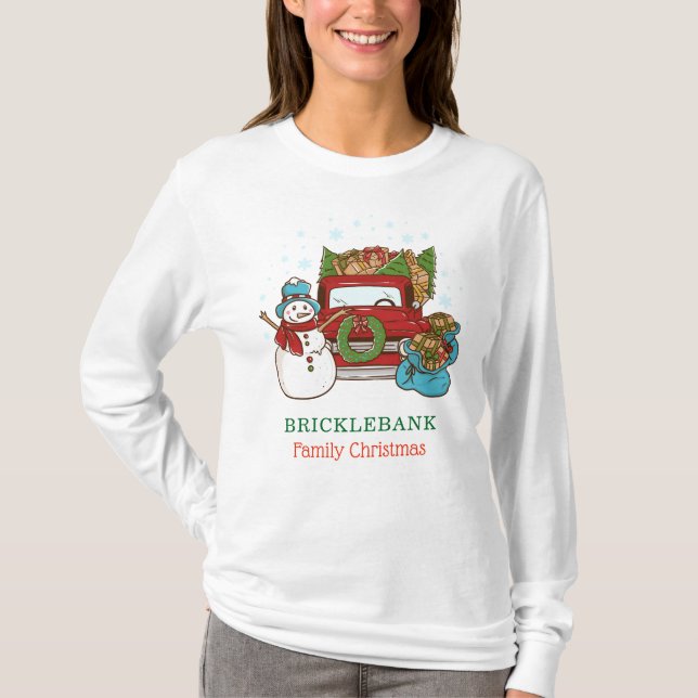 Christmas Snowman Family Matching Personalized T-Shirt (Front)