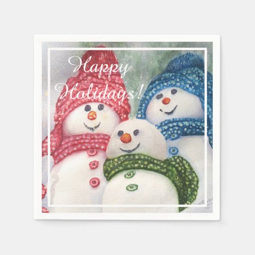 Christmas Snowman Family Party Napkins