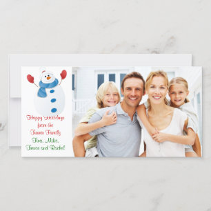 Christmas Snowman  Family Photo Card
