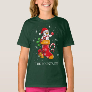 Christmas Snowman Family Snowflakes Personalized T-Shirt