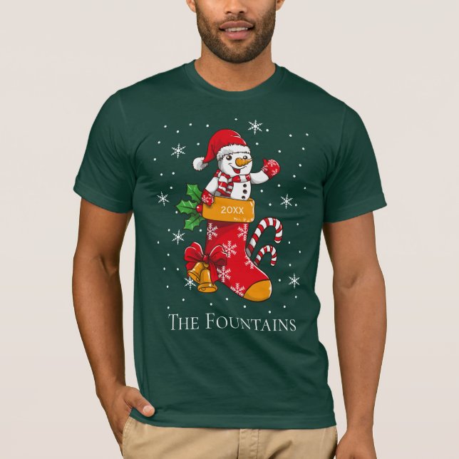 Christmas Snowman Family Vacation Personalized T-Shirt (Front)