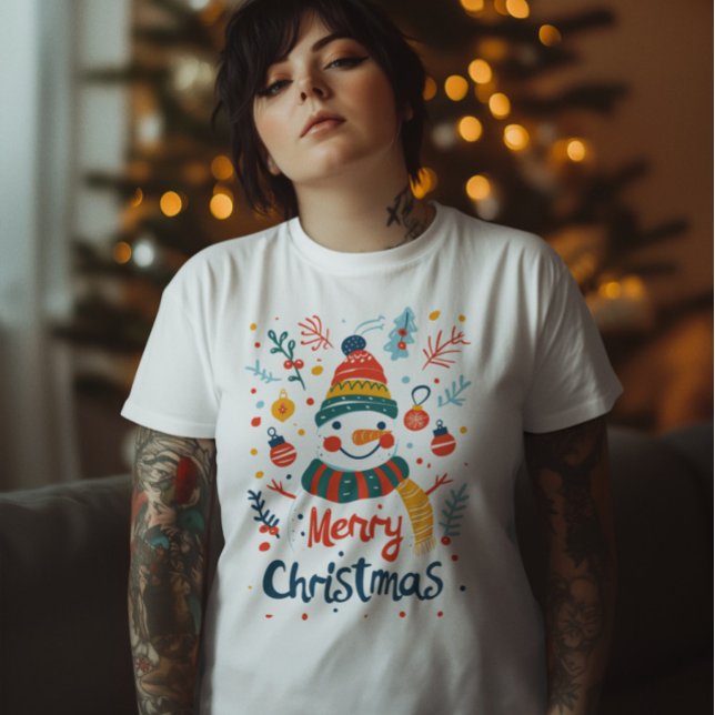 Christmas Snowman - Festive Merry Christmas Snowma T-Shirt (Creator Uploaded)