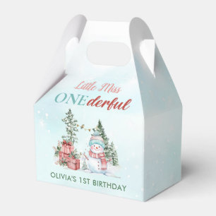Christmas Snowman First Birthday Favor Boxes