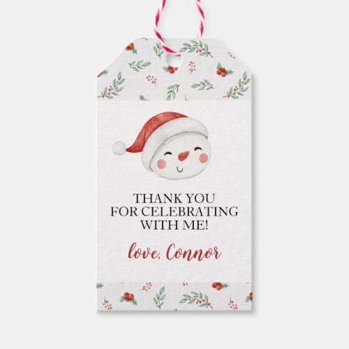 Christmas Snowman First Birthday Favor Gift Tags