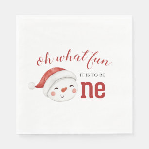 Christmas Snowman First Birthday Napkins