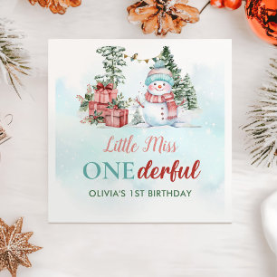 Christmas Snowman First Birthday Napkins