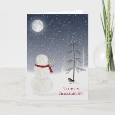 Christmas Snowman For Granddaughter Holiday Card