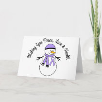 Christmas Snowman General Cancer Ribbon Holiday Card