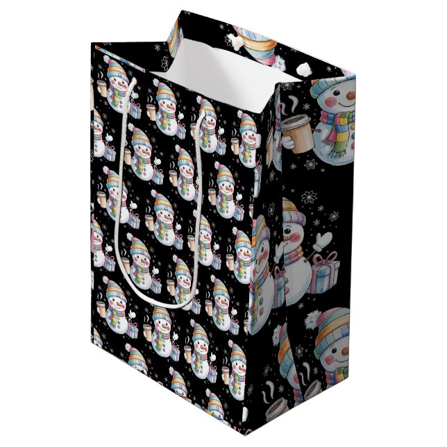 Christmas Snowman Gift Holiday Winter Xmas Coffee Medium Gift Bag (Front Angled)