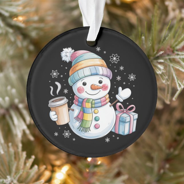 Christmas Snowman Gift Holiday Winter Xmas Coffee Ornament (Tree)