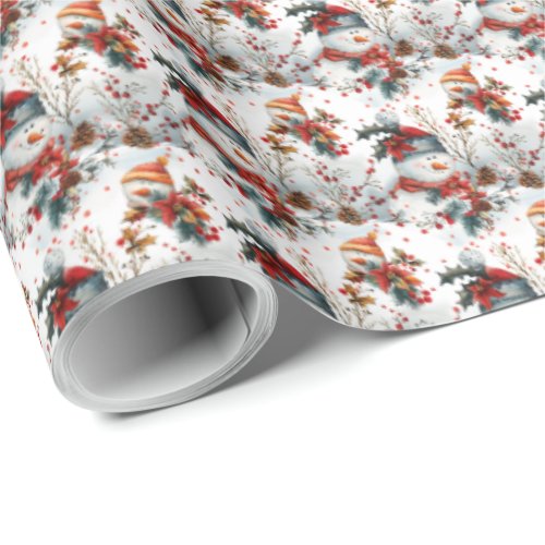 Christmas Snowman Gift Wrapping Paper Holiday Wrap
