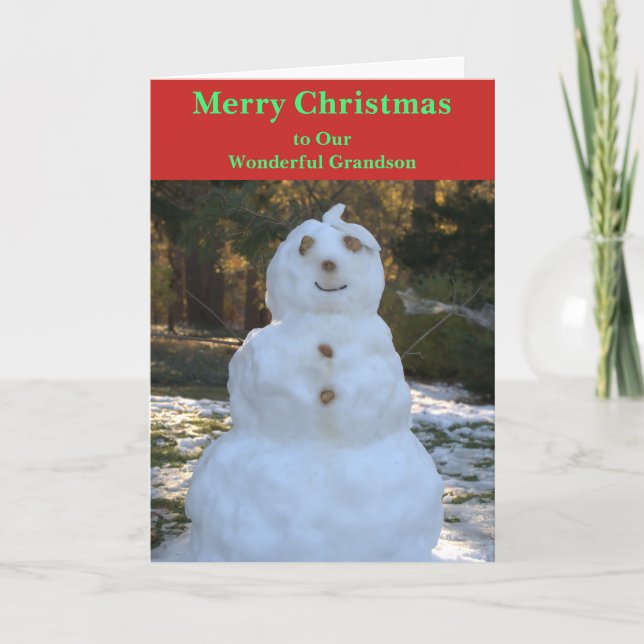Christmas Snowman Grandson Card (Front)