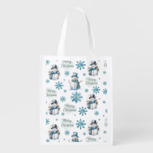 Christmas Snowman Grocery Bag