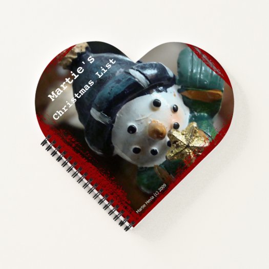 Christmas Snowman (Heart-Shaped) Spiral Notebook