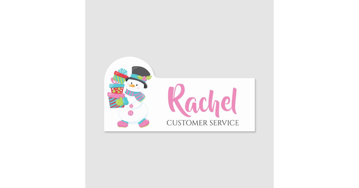 Christmas Snowman Holding Gifts Personalized Name Tag Christmas Snowman Holding Gifts Personalized Name Tag