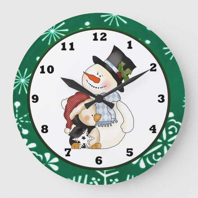 Christmas snowman Holiday cartoon clock (Front)