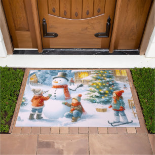 Christmas Snowman Holiday Doormat