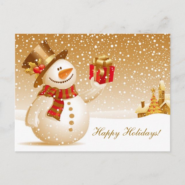 Christmas Snowman Holiday Greetings Postcard (Front)