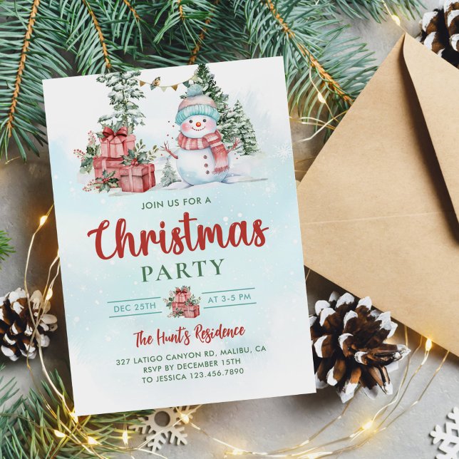 Christmas Snowman Holiday Party Invitation (Creator Uploaded)