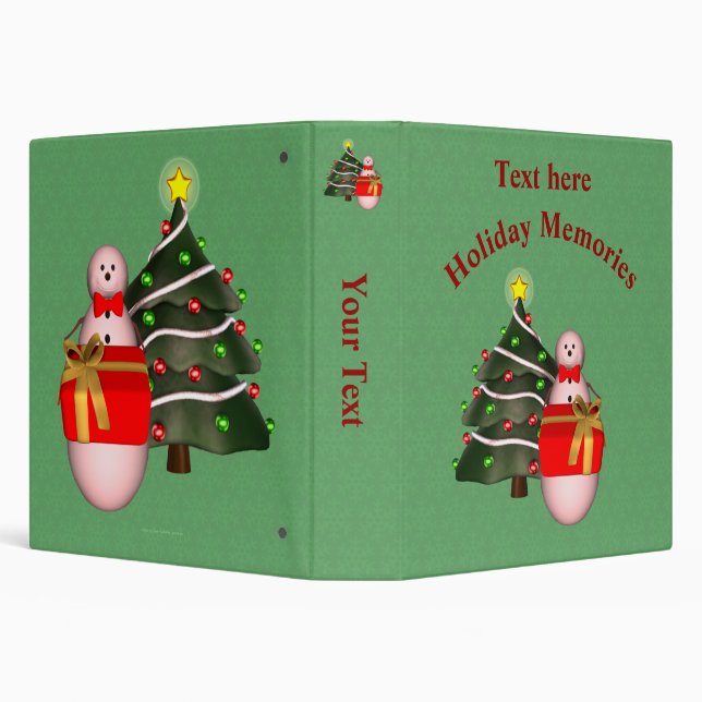 Christmas Snowman Holiday Personalized  3 Ring Binder (Background)