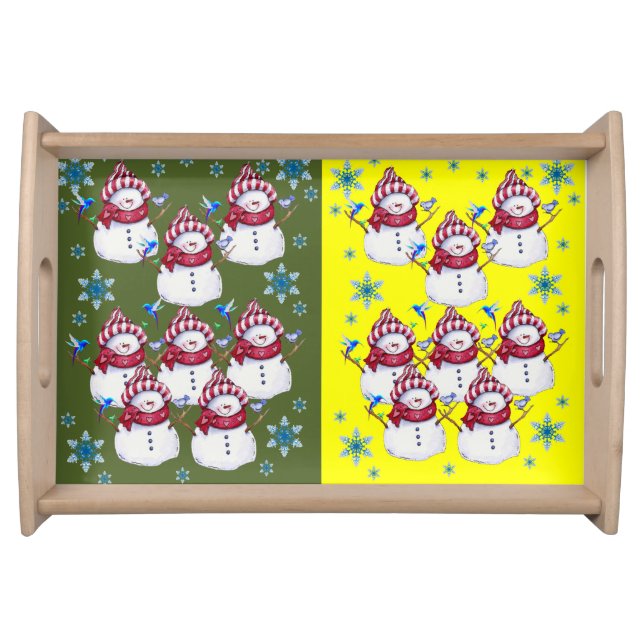 Christmas snowman holiday serving tray (Front)